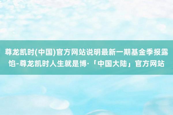 尊龙凯时(中国)官方网站说明最新一期基金季报露馅-尊龙凯时人生就是博·「中国大陆」官方网站