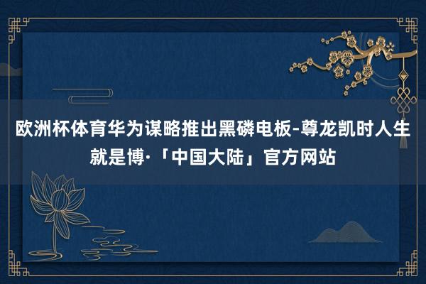 欧洲杯体育华为谋略推出黑磷电板-尊龙凯时人生就是博·「中国大陆」官方网站