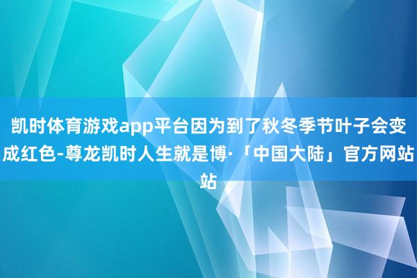 凯时体育游戏app平台因为到了秋冬季节叶子会变成红色-尊龙凯时人生就是博·「中国大陆」官方网站