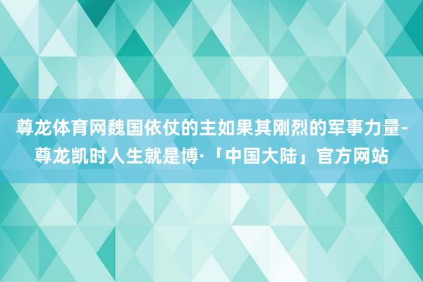 尊龙体育网魏国依仗的主如果其刚烈的军事力量-尊龙凯时人生就是博·「中国大陆」官方网站