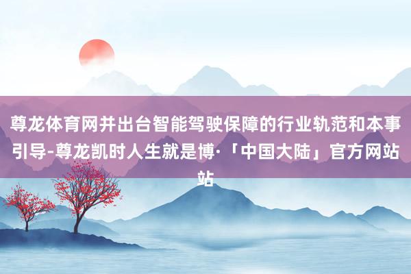 尊龙体育网并出台智能驾驶保障的行业轨范和本事引导-尊龙凯时人生就是博·「中国大陆」官方网站