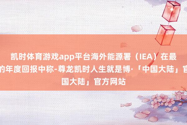 凯时体育游戏app平台海外能源署（IEA）在最新发布的年度回报中称-尊龙凯时人生就是博·「中国大陆」官方网站