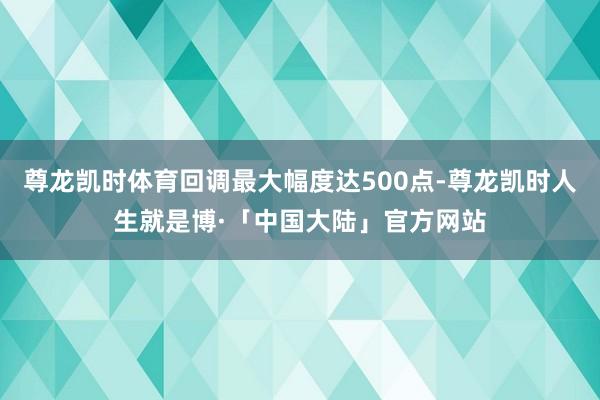 尊龙凯时体育回调最大幅度达500点-尊龙凯时人生就是博·「中国大陆」官方网站