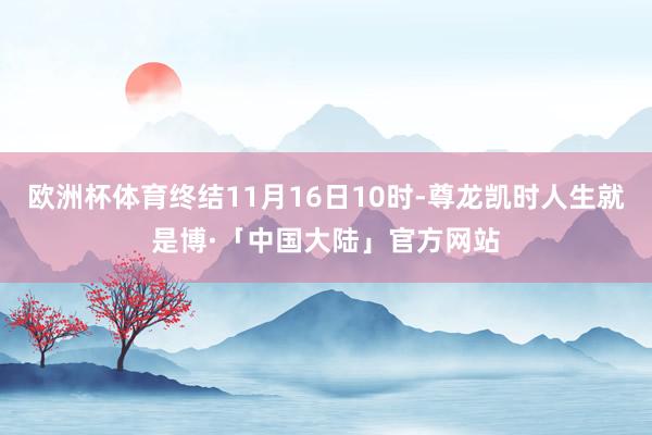欧洲杯体育终结11月16日10时-尊龙凯时人生就是博·「中国大陆」官方网站