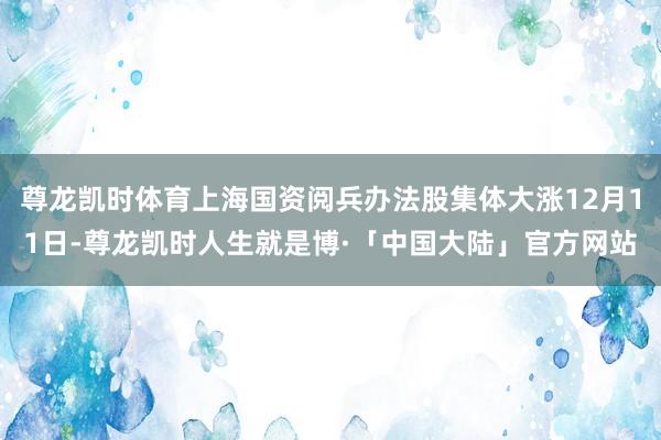尊龙凯时体育上海国资阅兵办法股集体大涨12月11日-尊龙凯时人生就是博·「中国大陆」官方网站