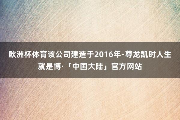 欧洲杯体育该公司建造于2016年-尊龙凯时人生就是博·「中国大陆」官方网站