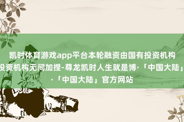 凯时体育游戏app平台本轮融资由国有投资机构和市集化投资机构无间加捏-尊龙凯时人生就是博·「中国大陆」官方网站
