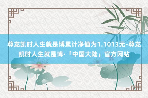 尊龙凯时人生就是博累计净值为1.1013元-尊龙凯时人生就是博·「中国大陆」官方网站