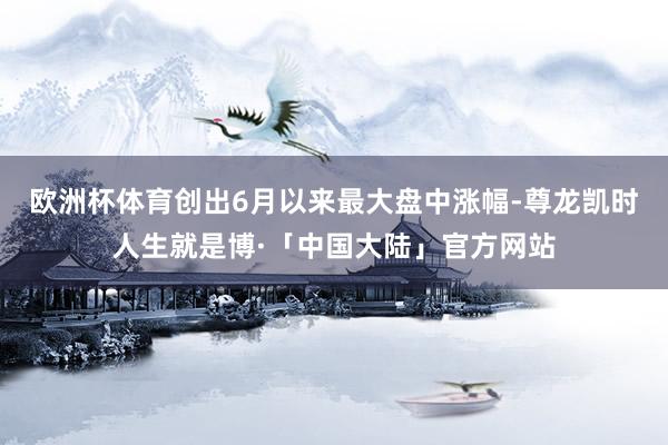 欧洲杯体育创出6月以来最大盘中涨幅-尊龙凯时人生就是博·「中国大陆」官方网站