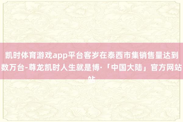 凯时体育游戏app平台客岁在泰西市集销售量达到数万台-尊龙凯时人生就是博·「中国大陆」官方网站
