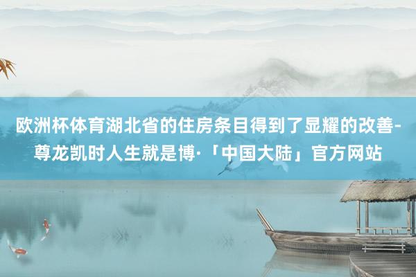 欧洲杯体育湖北省的住房条目得到了显耀的改善-尊龙凯时人生就是博·「中国大陆」官方网站