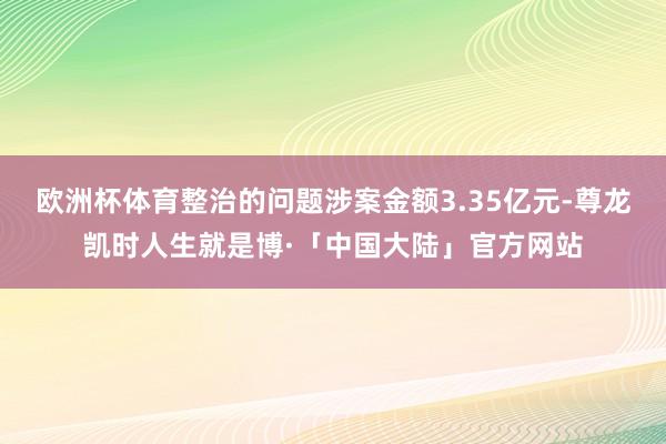 欧洲杯体育整治的问题涉案金额3.35亿元-尊龙凯时人生就是博·「中国大陆」官方网站