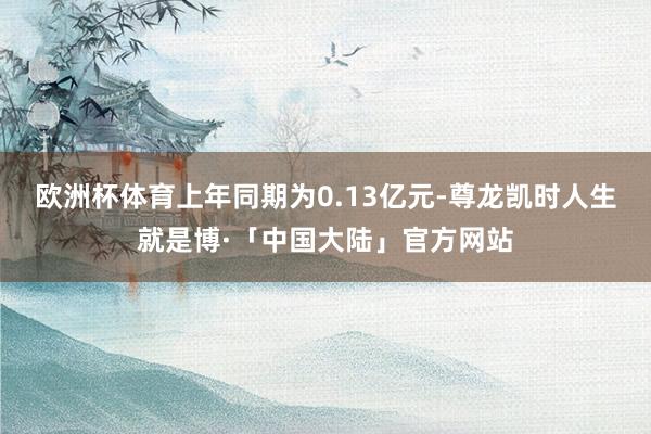 欧洲杯体育上年同期为0.13亿元-尊龙凯时人生就是博·「中国大陆」官方网站