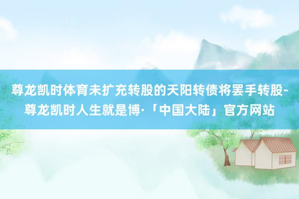 尊龙凯时体育未扩充转股的天阳转债将罢手转股-尊龙凯时人生就是博·「中国大陆」官方网站