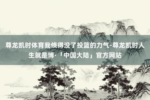 尊龙凯时体育我倏得没了投篮的力气-尊龙凯时人生就是博·「中国大陆」官方网站