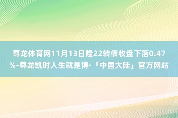 尊龙体育网11月13日隆22转债收盘下落0.47%-尊龙凯时人生就是博·「中国大陆」官方网站