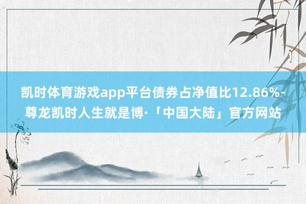 凯时体育游戏app平台债券占净值比12.86%-尊龙凯时人生就是博·「中国大陆」官方网站