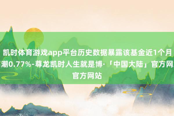 凯时体育游戏app平台历史数据暴露该基金近1个月高潮0.77%-尊龙凯时人生就是博·「中国大陆」官方网站