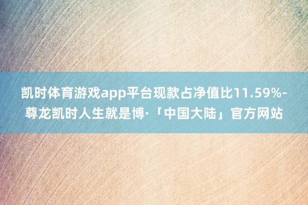 凯时体育游戏app平台现款占净值比11.59%-尊龙凯时人生就是博·「中国大陆」官方网站