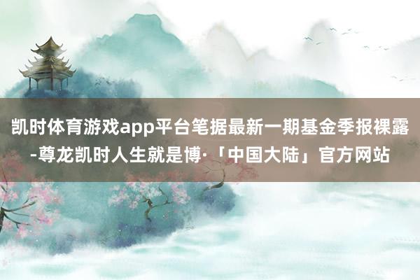 凯时体育游戏app平台笔据最新一期基金季报裸露-尊龙凯时人生就是博·「中国大陆」官方网站