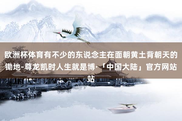 欧洲杯体育有不少的东说念主在面朝黄土背朝天的锄地-尊龙凯时人生就是博·「中国大陆」官方网站