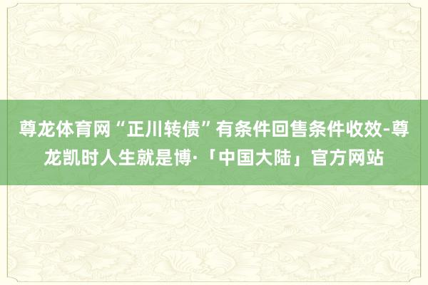 尊龙体育网“正川转债”有条件回售条件收效-尊龙凯时人生就是博·「中国大陆」官方网站